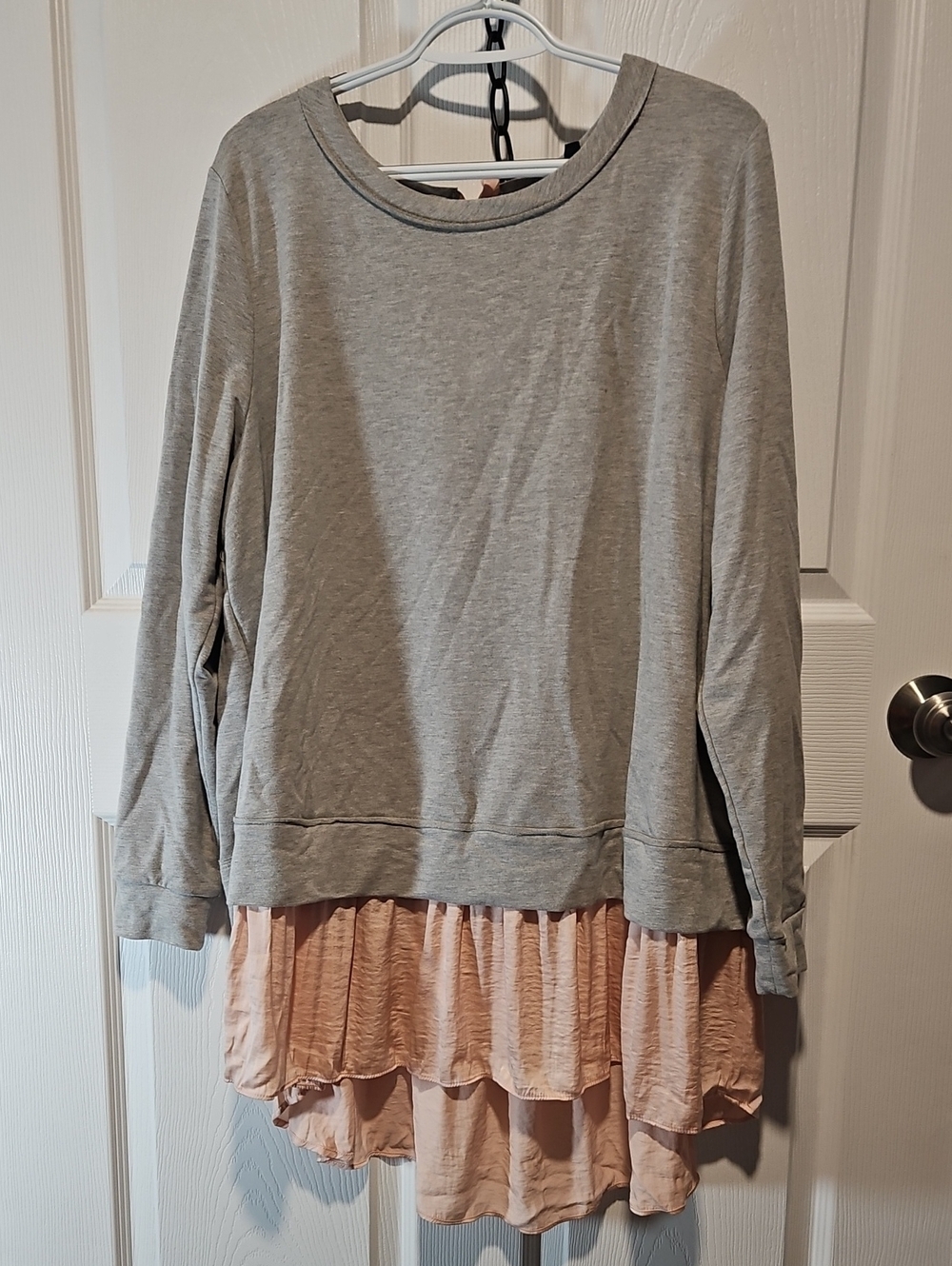 Lane Bryant Grey Top with Soft Pink Trim